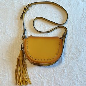 Crossbody Purse w Side Tassels | Gold Studs on the Front